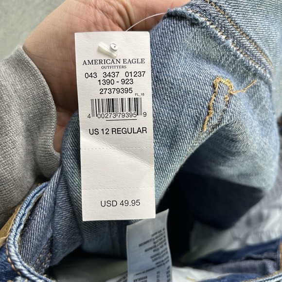 American Eagle Jeans Womens 12 Blue High Rise Tomgirl Distressed - Picture 6 of 15